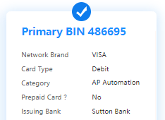 美国 Sutton Bank 486695虚拟卡Visa卡头正式上线